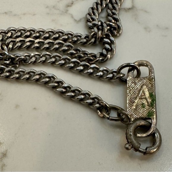 Amway silver arrowhead vintage necklace blue green abalone pendant - Picture 6 of 7